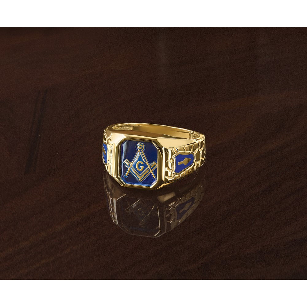 10k IBGoodman Men's Textured Blue Lodge Masonic Ring Mounting
