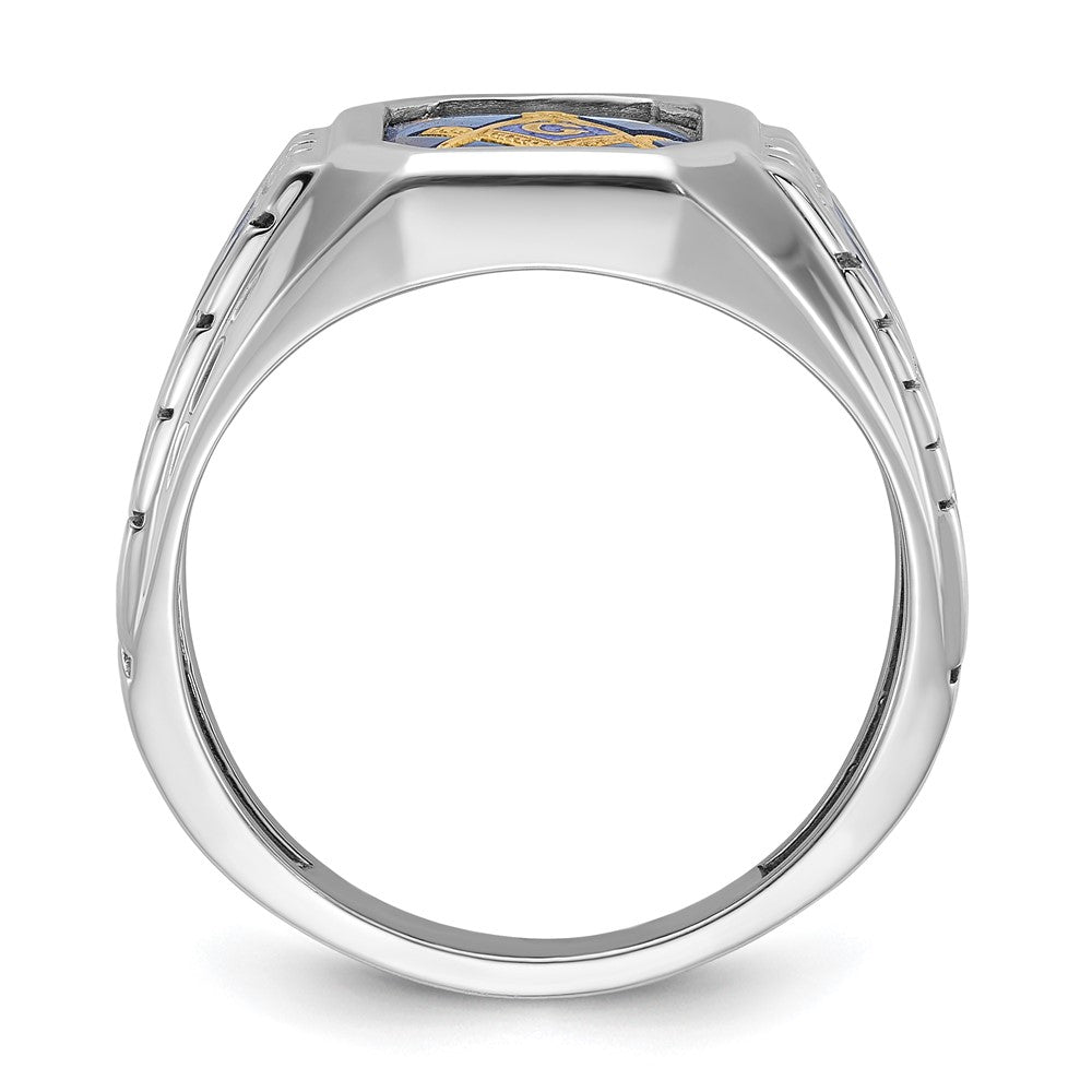 14kw IBGoodman Textured Enamel Cr. Sapphire Blue Lodge Masonic Ring