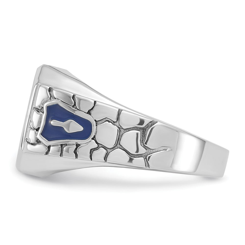 14kw IBGoodman Textured Enamel Cr. Sapphire Blue Lodge Masonic Ring