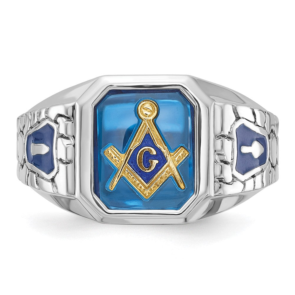 14kw IBGoodman Men's Textured Blue Lodge Masonic Ring Mounting