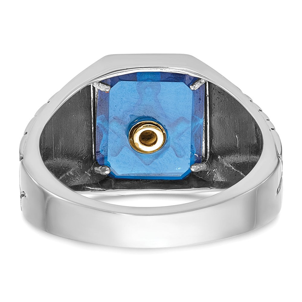 14kw IBGoodman Textured Enamel Cr. Sapphire Blue Lodge Masonic Ring