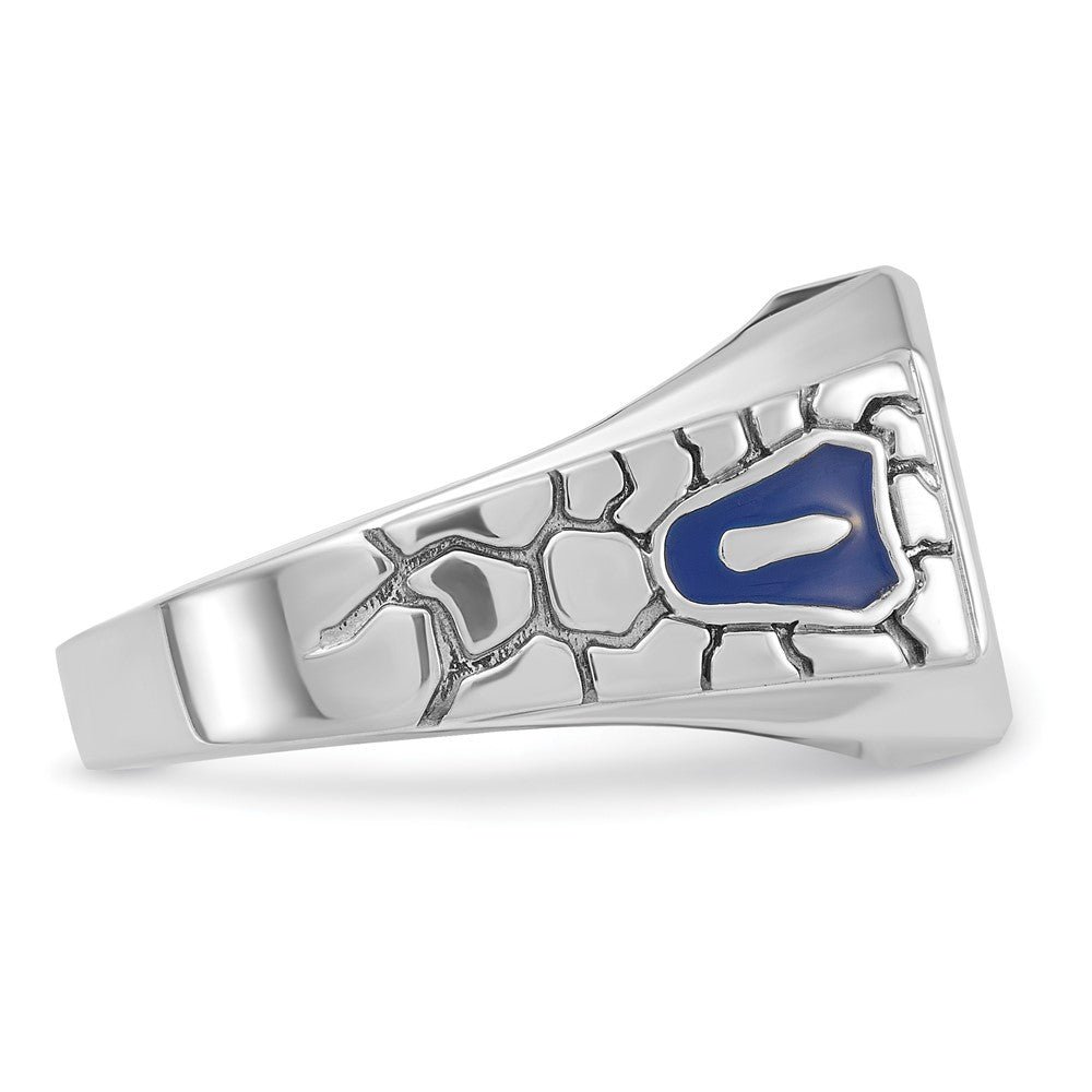 14kw IBGoodman Textured Enamel Cr. Sapphire Blue Lodge Masonic Ring