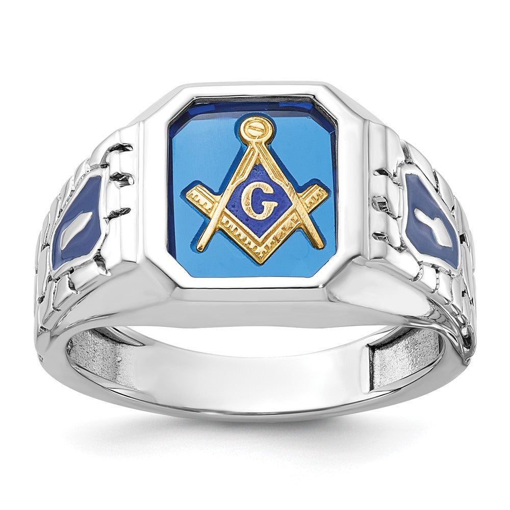14kw IBGoodman Men's Textured Blue Lodge Masonic Ring Mounting