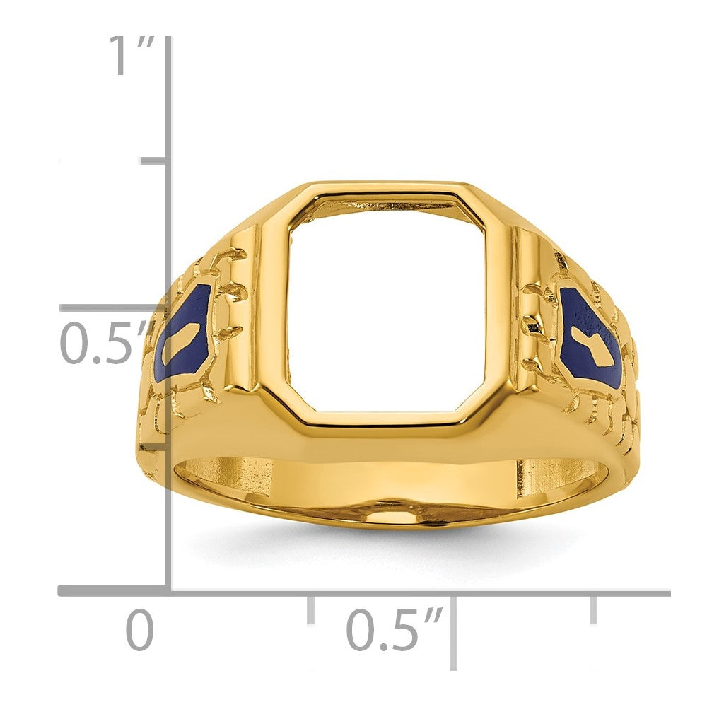 10k IBGoodman Men's Textured Blue Lodge Masonic Ring Mounting