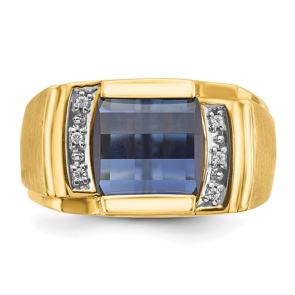 10k IBGoodman Men's Cr. Sapphire and Diamond Complete Ring