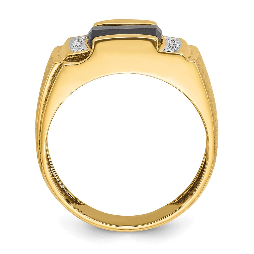 14k White Gold IBGoodman Men's Satin Onyx and Diamond Complete Ring