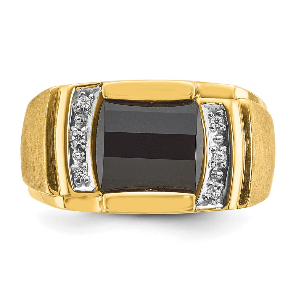 14k White Gold IBGoodman Men's Satin Onyx and Diamond Ring Mounting