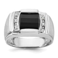 14k White Gold IBGoodman Men's Satin Onyx and Diamond Complete Ring