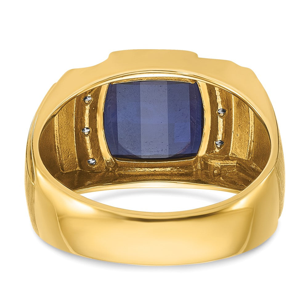14k IBGoodman Men's Cr. Sapphire and Diamond Complete Ring