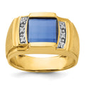 14k IBGoodman Men's Cr. Sapphire and Diamond Complete Ring