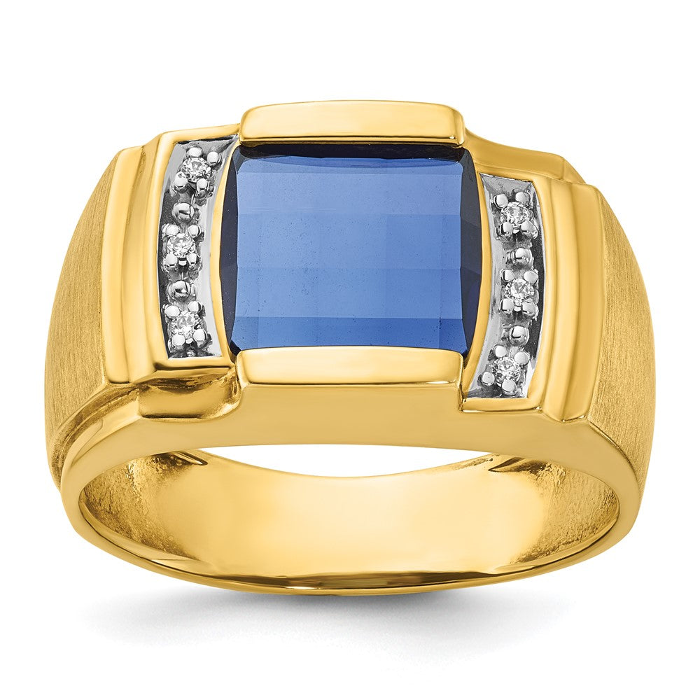 14k IBGoodman Men's Cr. Sapphire and Diamond Complete Ring