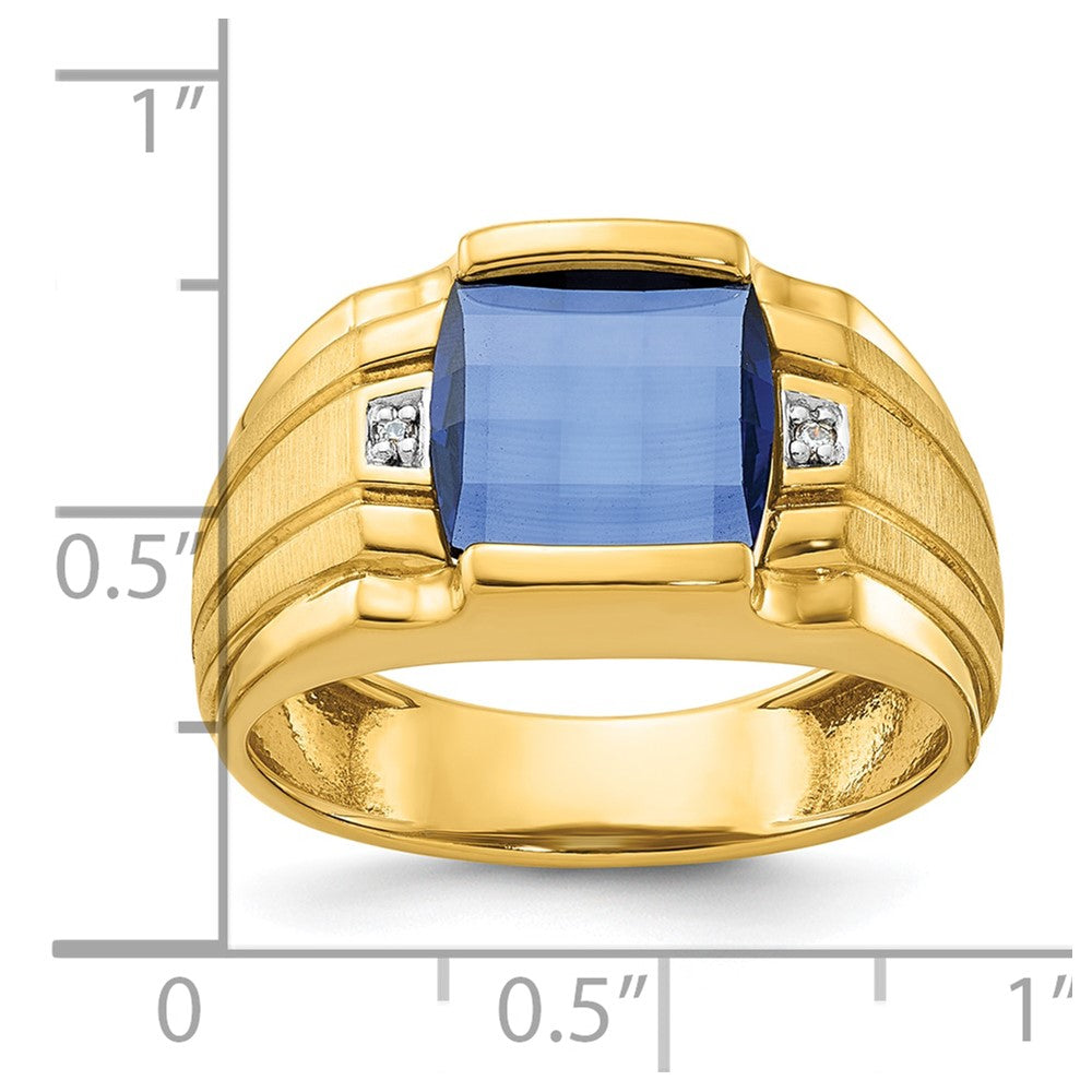 10k IBGoodman Men's Cr. Sapphire and Diamond Complete Ring