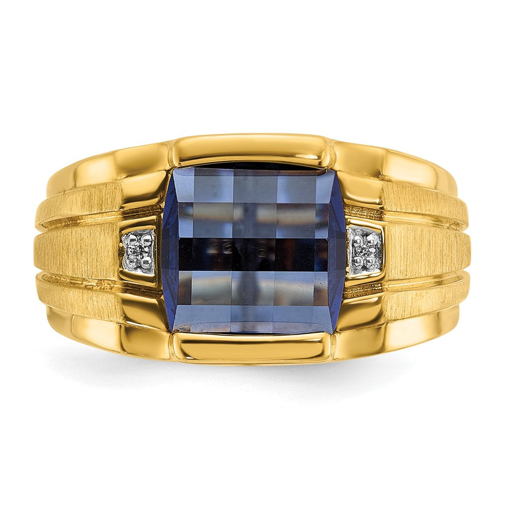 14k IBGoodman Men's Cr. Sapphire and Diamond Complete Ring