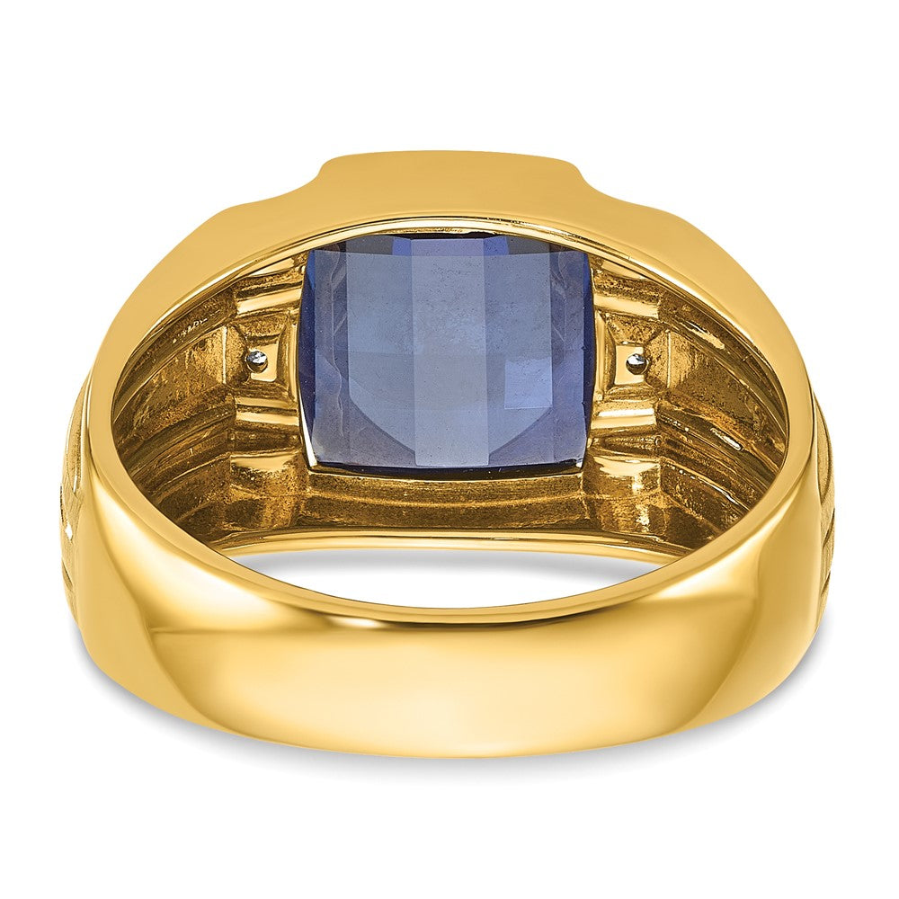 14k IBGoodman Men's Cr. Sapphire and Diamond Complete Ring