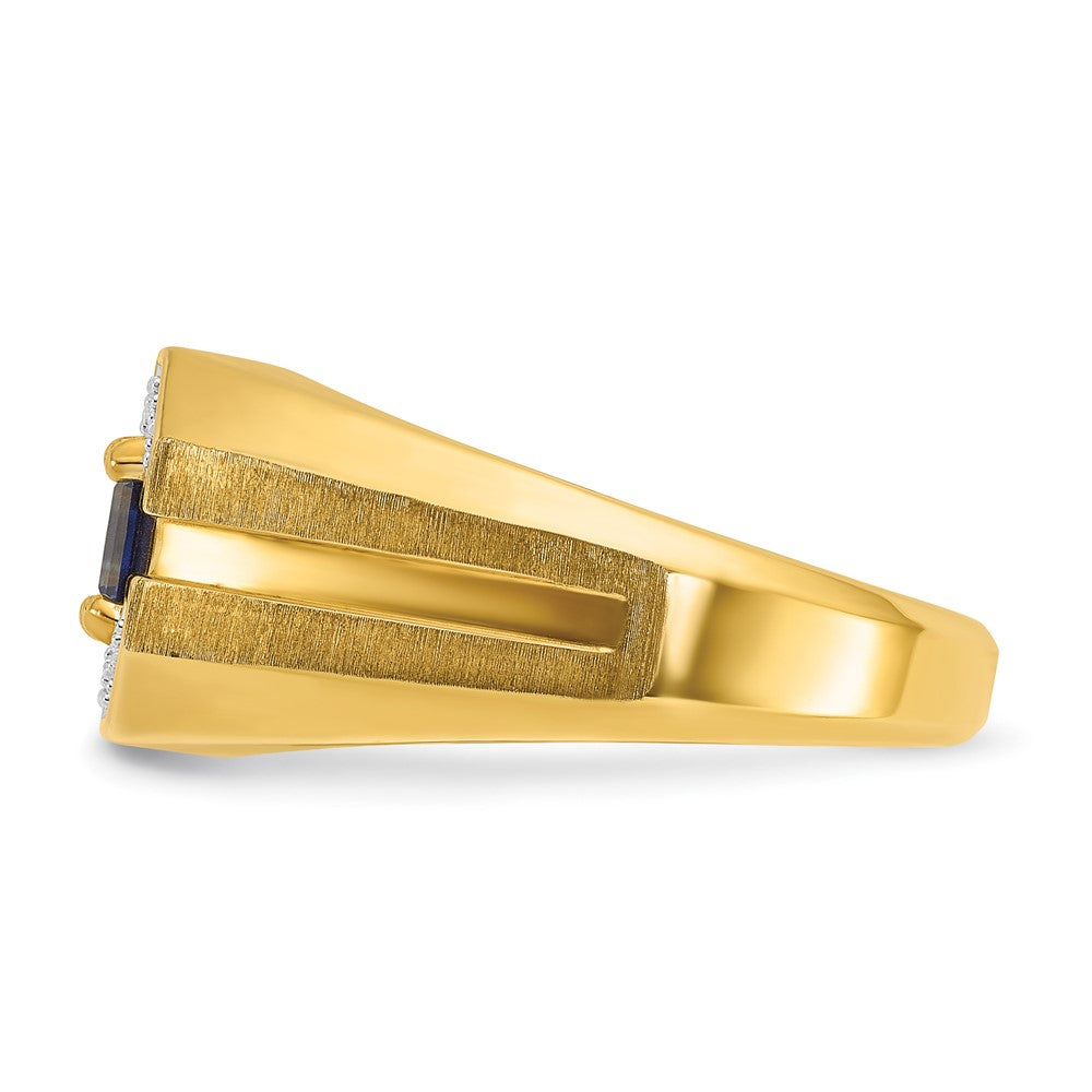 14k IBGoodman Men's Cr.Sapphire and Diamond Satin Complete Ring