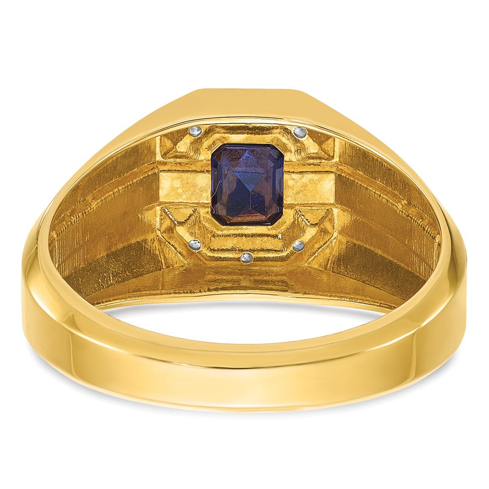 14k IBGoodman Men's Gemstone and Diamond Satin Ring Mounting