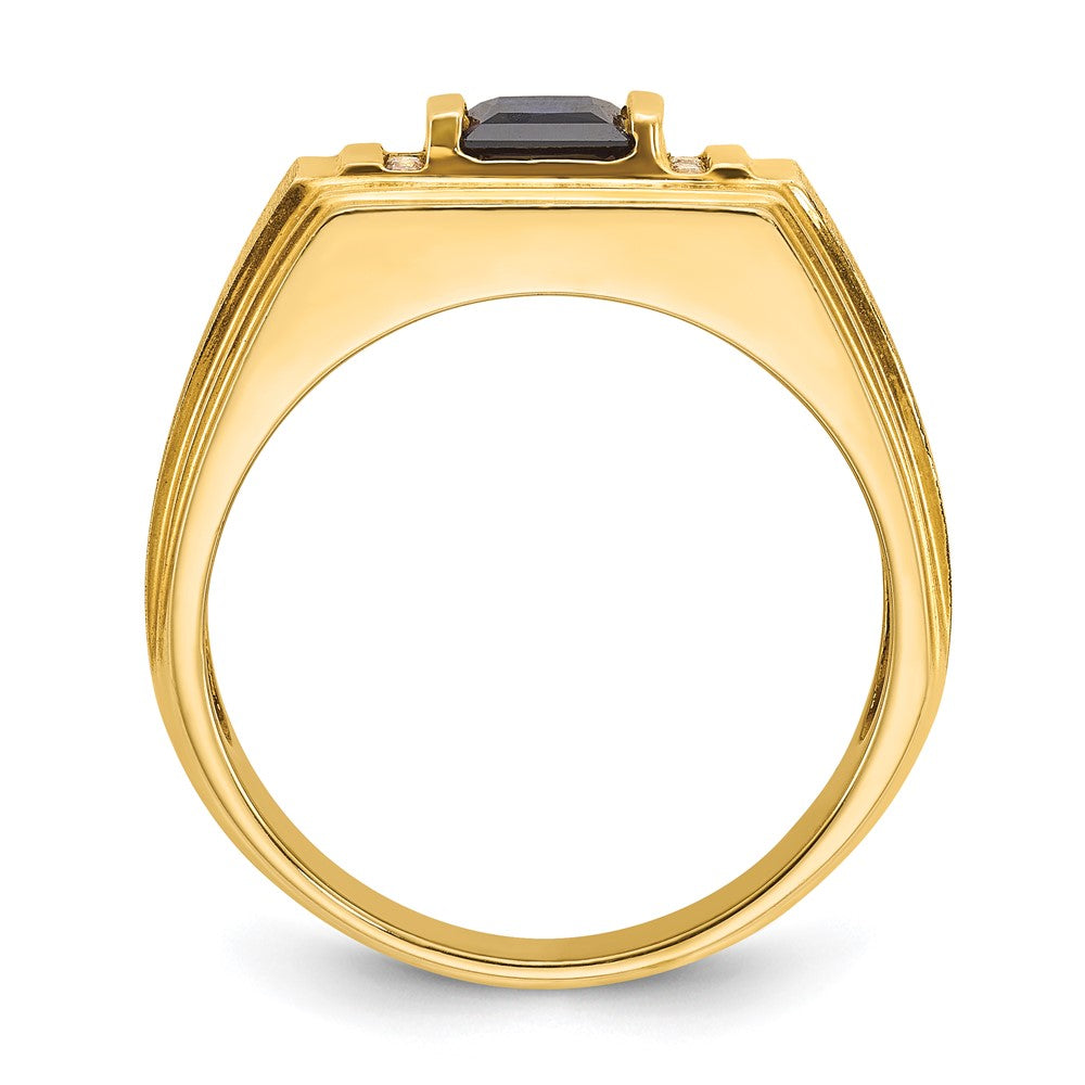14k IBGoodman Men's Cr.Sapphire and Diamond Satin Complete Ring