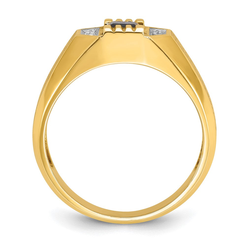 14k IBGoodman Men's Cr.Sapphire and Diamond Satin Complete Ring