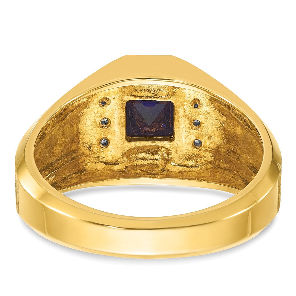 14k IBGoodman Men's Gemstone and Diamond Satin Ring Mounting
