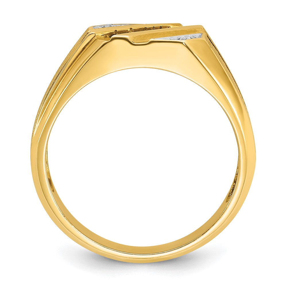 14k IBGoodman Men's Cr.Sapphire and Diamond Satin Complete Ring