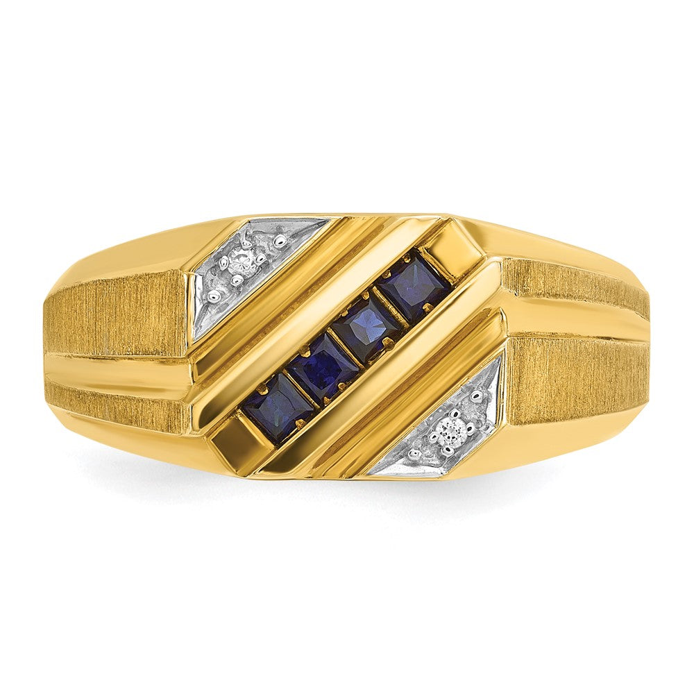 14k IBGoodman Men's Gemstone and Diamond Satin Ring Mounting
