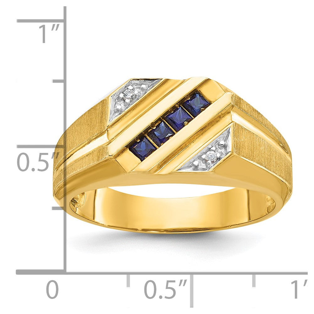 14k IBGoodman Men's Gemstone and Diamond Satin Ring Mounting