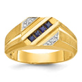 14k IBGoodman Men's Cr.Sapphire and Diamond Satin Complete Ring
