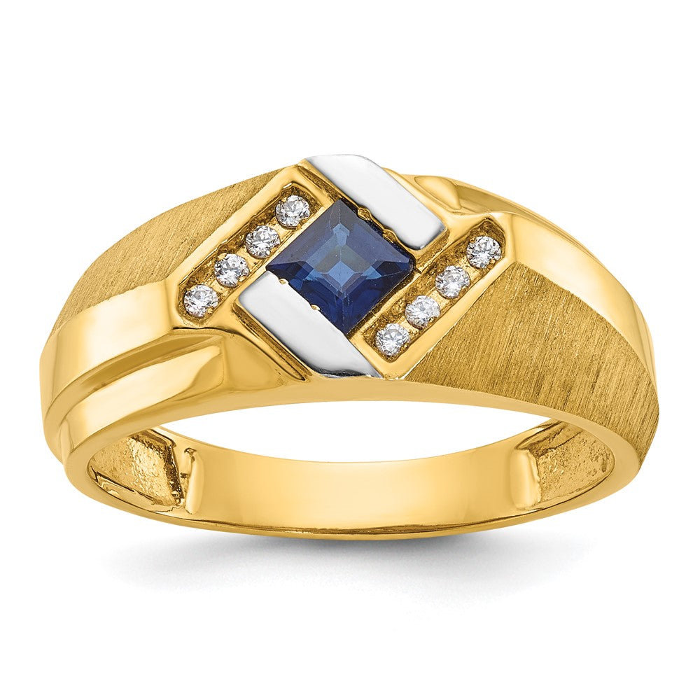 10k IBGoodman Men's Gemstone and Diamond Satin Ring Mounting