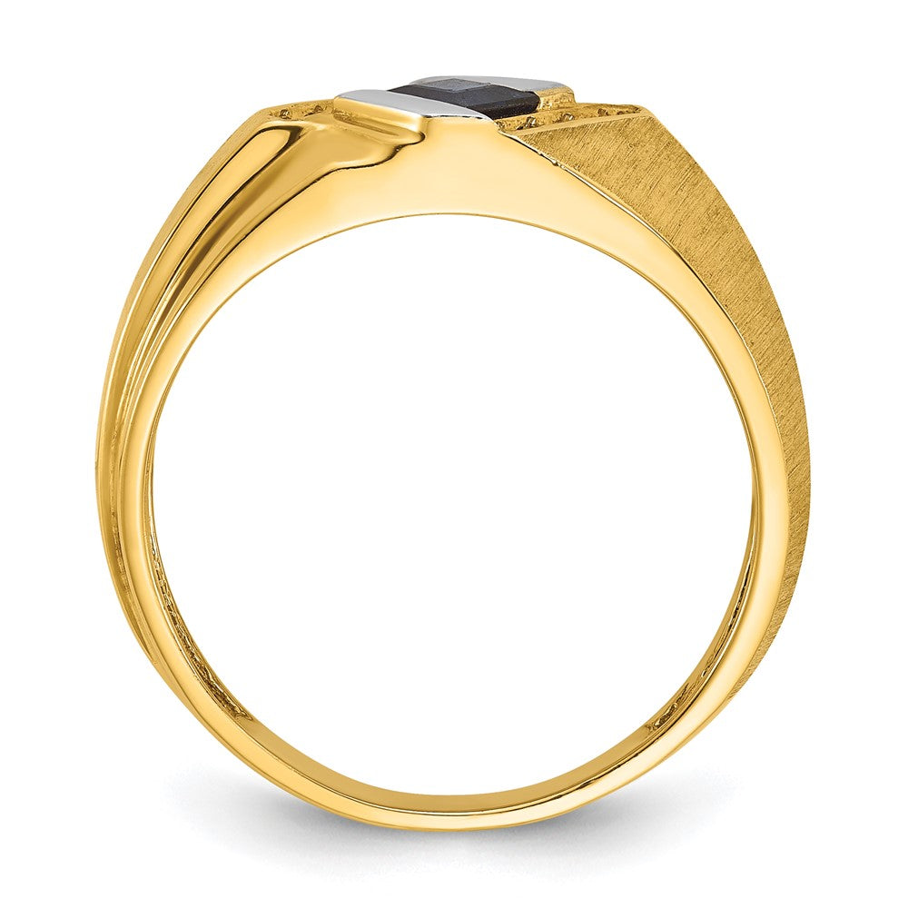 14k IBGoodman Men's Cr.Sapphire and Diamond Satin Complete Ring