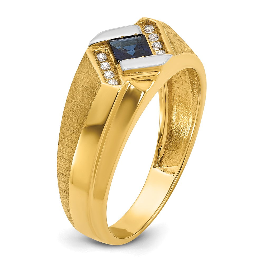 14k IBGoodman Men's Cr.Sapphire and Diamond Satin Complete Ring
