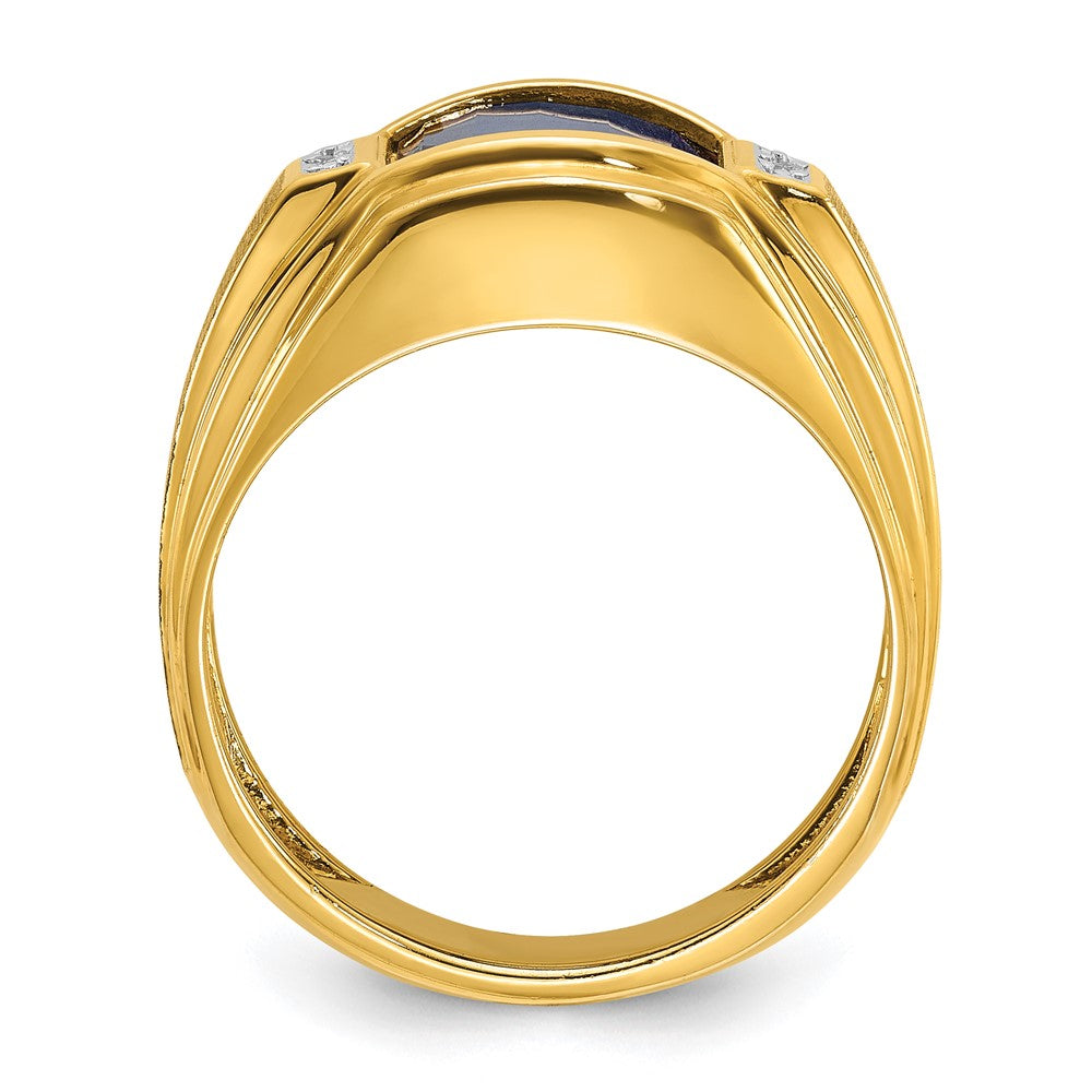 14k IBGoodman Men's Polished/Satin Cr.Sapphire/Diamond Complete Ring