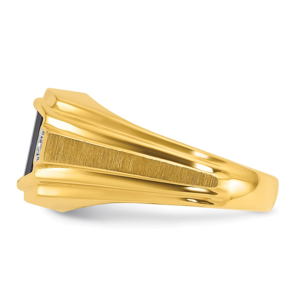 14k IBGoodman Men's Polished and Satin Gemstone and Diamond Ring Mounting