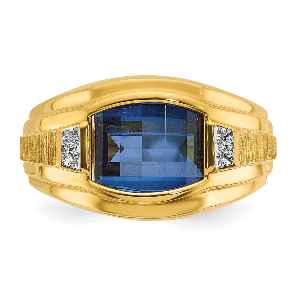14k IBGoodman Men's Polished/Satin Cr.Sapphire/Diamond Complete Ring