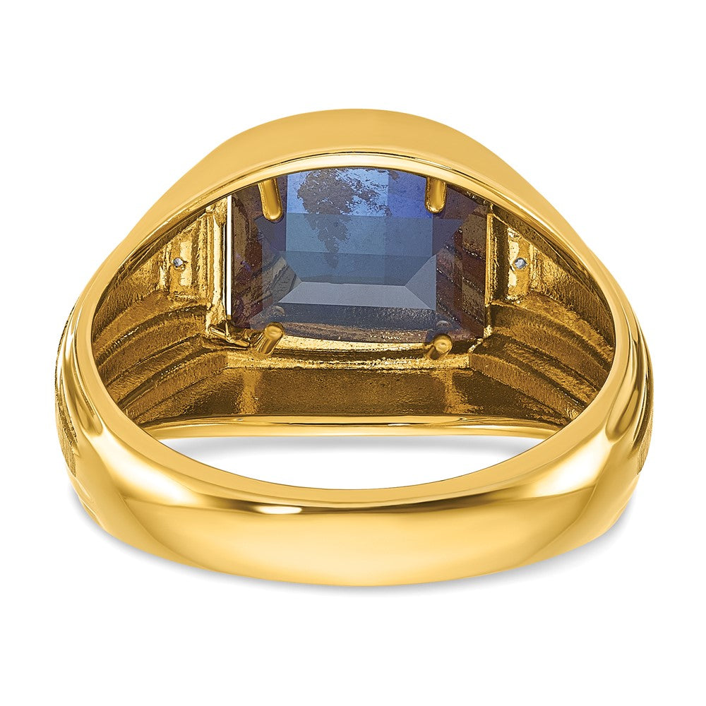 14k IBGoodman Men's Polished and Satin Gemstone and Diamond Ring Mounting