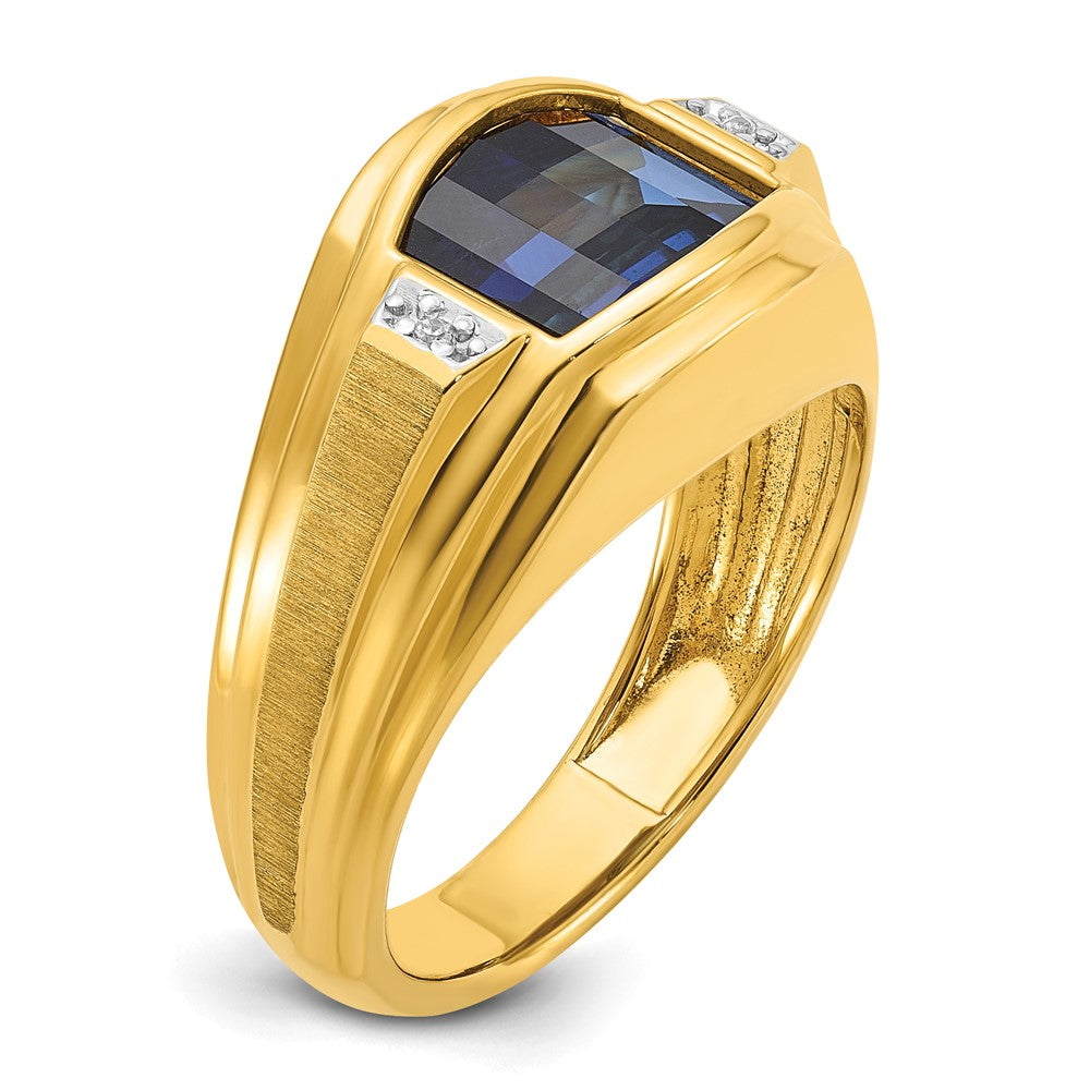 14k IBGoodman Men's Polished and Satin Gemstone and Diamond Ring Mounting