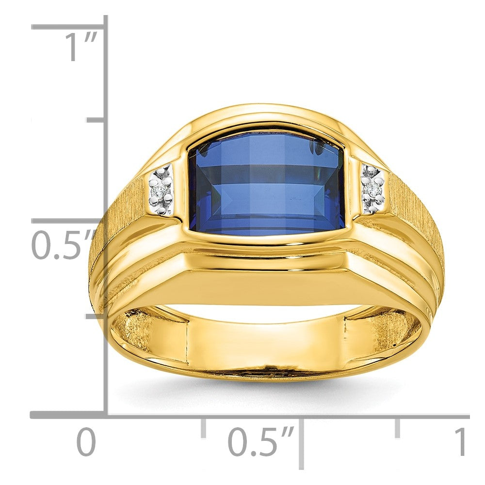14k IBGoodman Men's Polished and Satin Gemstone and Diamond Ring Mounting