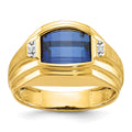 14k IBGoodman Men's Polished and Satin Gemstone and Diamond Ring Mounting
