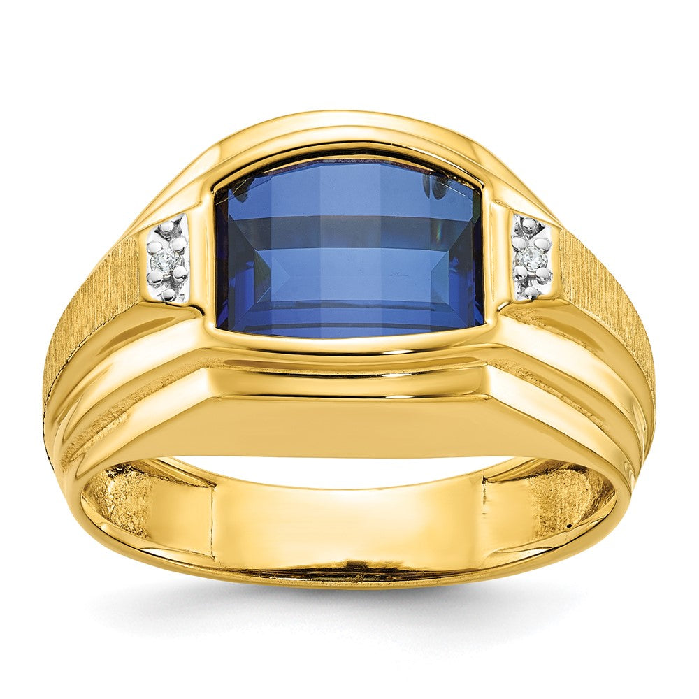 14k IBGoodman Men's Polished and Satin Gemstone and Diamond Ring Mounting