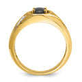 14k IBGoodman Men's Satin Black Star Sapphire and Diamond Complete Ring