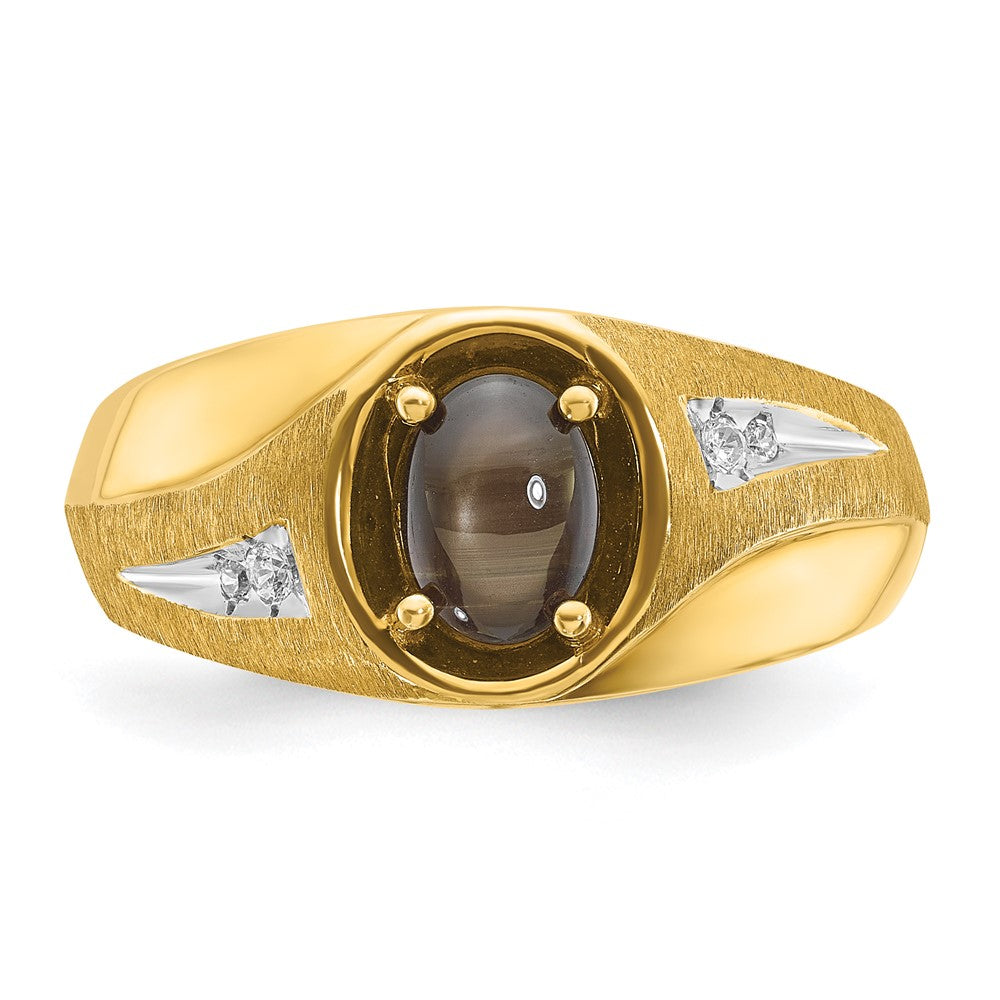 14k IBGoodman Men's Satin Black Star Sapphire and Diamond Complete Ring