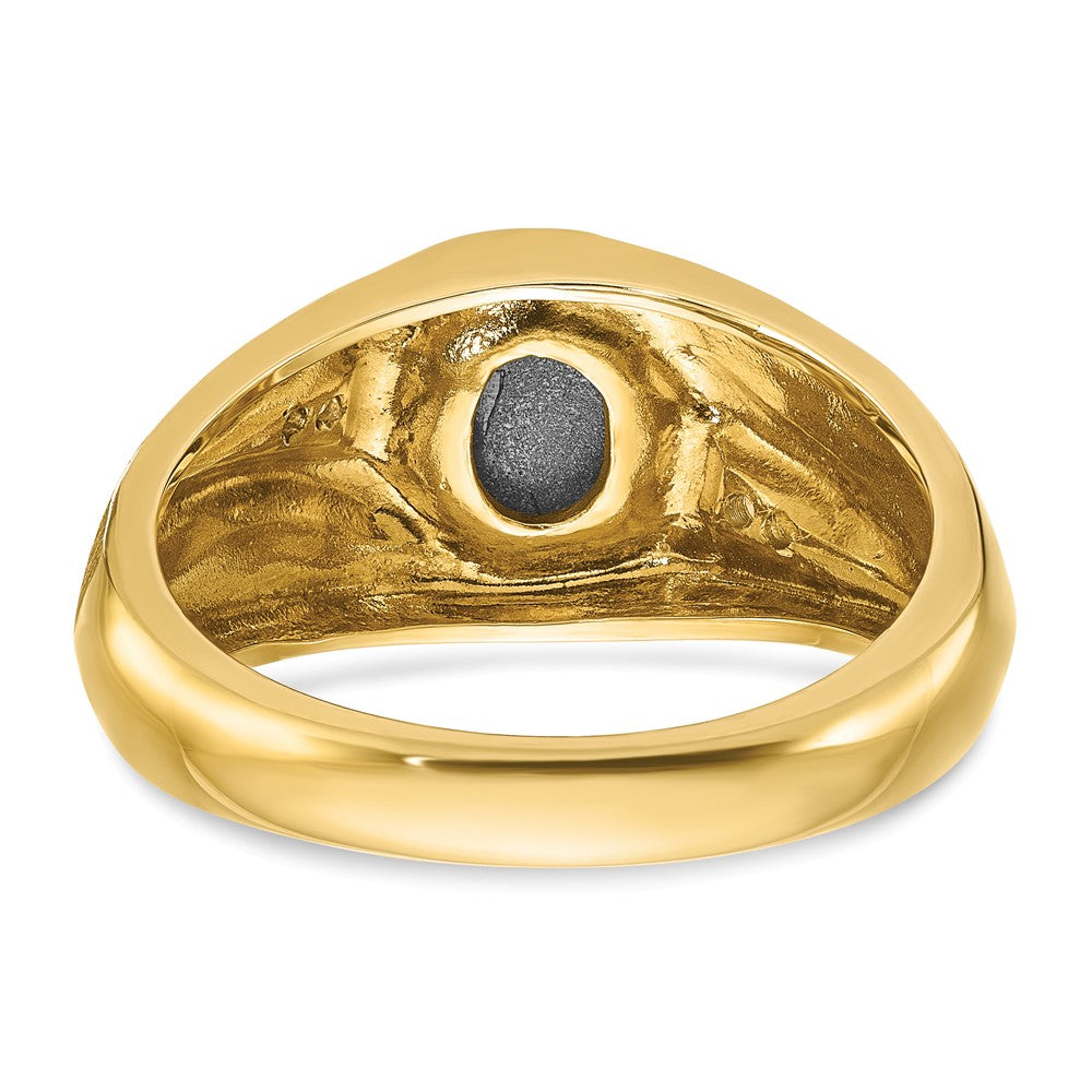 14k IBGoodman Men's Satin Black Star Sapphire and Diamond Complete Ring