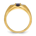 14k IBGoodman Men's Cr.Sapphire and Diamond Satin Complete Ring