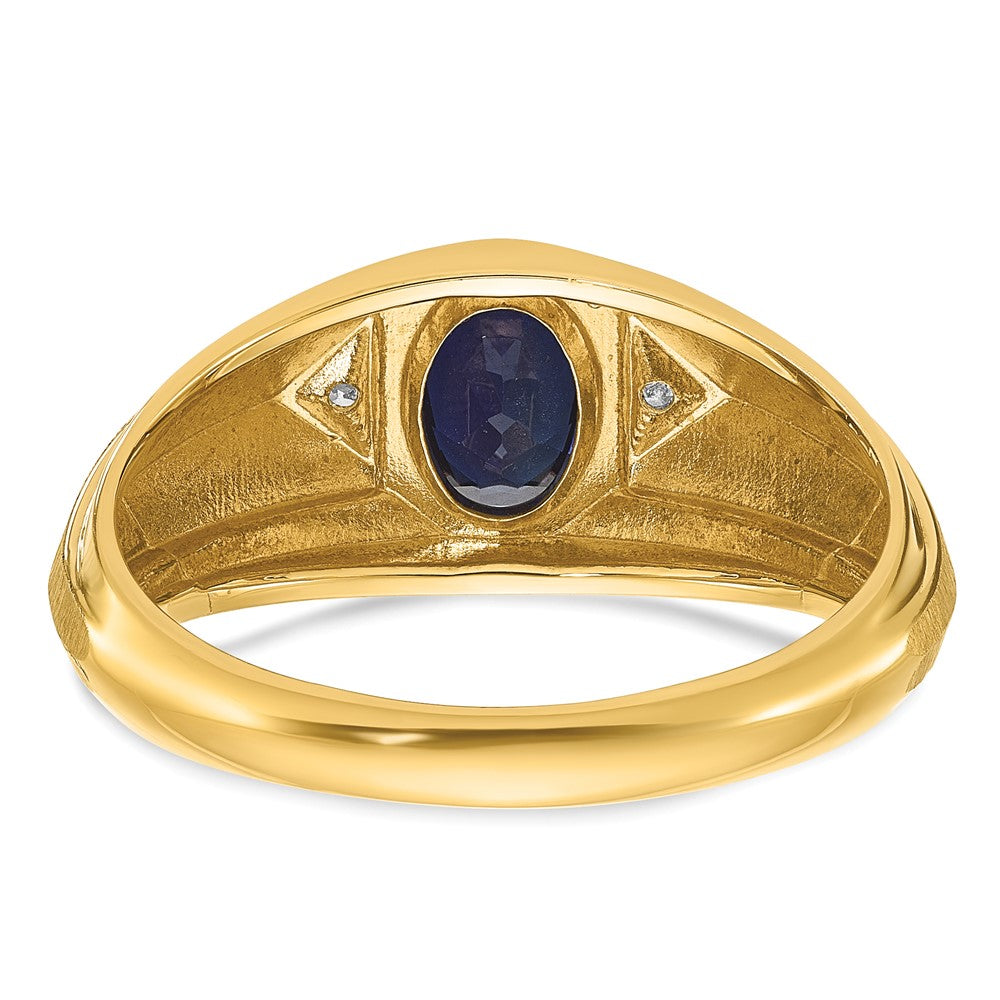 14k IBGoodman Men's Cr.Sapphire and Diamond Satin Complete Ring