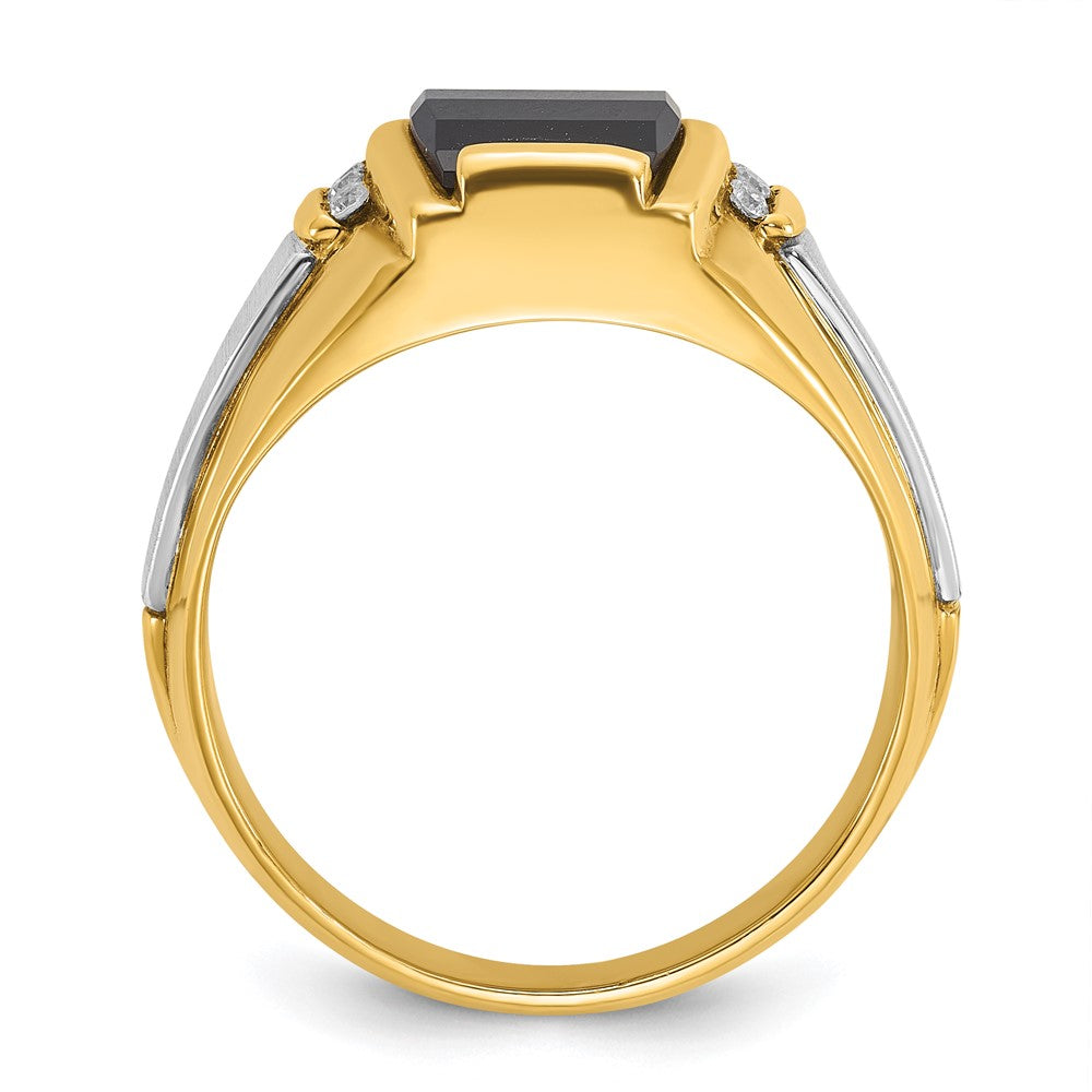 14k Two-tone IBGoodman Men's Satin Onyx and Diamond Complete Ring