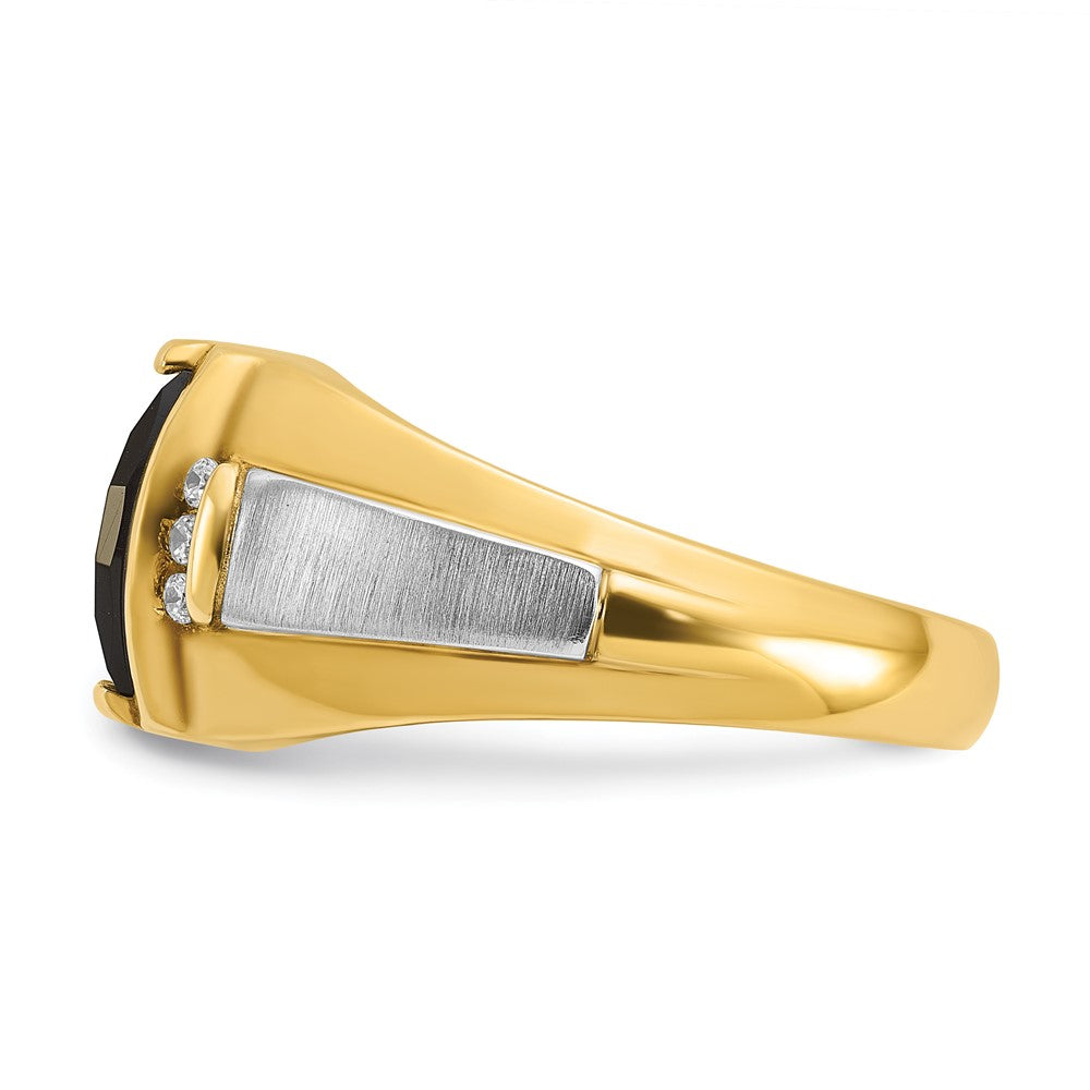 14k Two-tone IBGoodman Men's Satin Onyx and Diamond Complete Ring