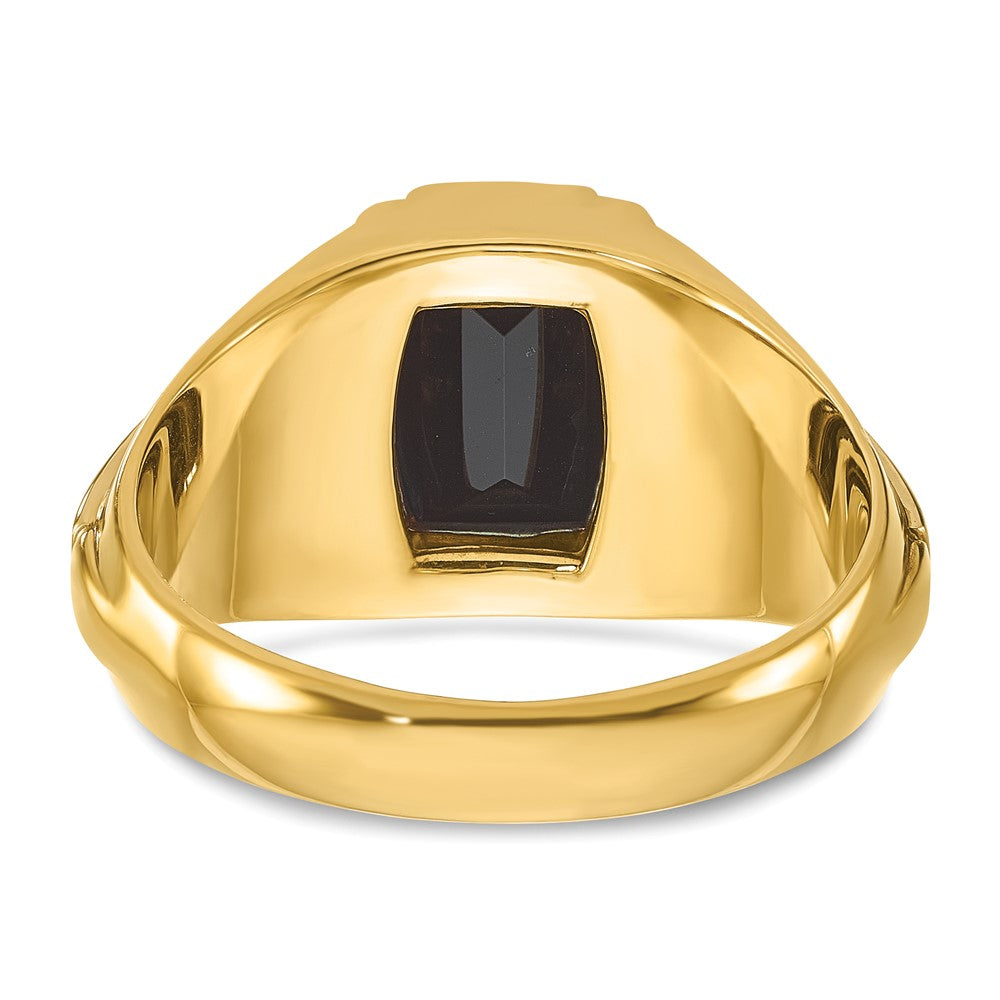 14k Two-tone IBGoodman Men's Satin Onyx and Diamond Complete Ring