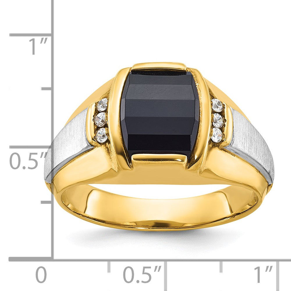 14k Two-tone IBGoodman Men's Satin Onyx and Diamond Ring Mounting
