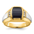 14k Two-tone IBGoodman Men's Satin Onyx and Diamond Complete Ring