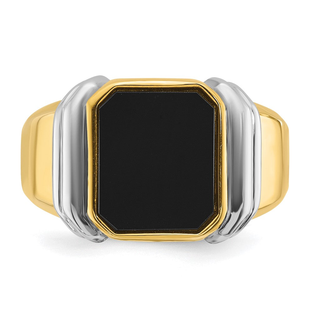 14k Two-tone IBGoodman Men's Onyx Complete Ring