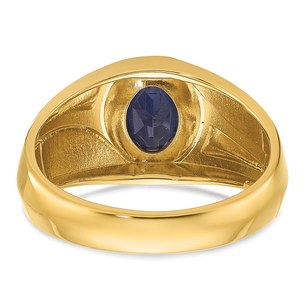 14k IBGoodman Men's Cr.Sapphire and Diamond Satin Complete Ring